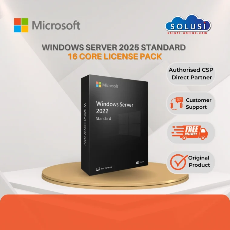 Solusi Online - Windows Server 2025 Standard 16 Core License Pack